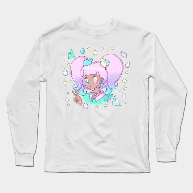 Dino girl Long Sleeve T-Shirt by piumeli